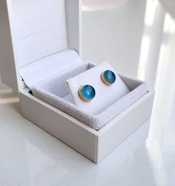 Blue Chalcedony Studs Primrose Hill Stud - Chalcedony in Gold Vermeil