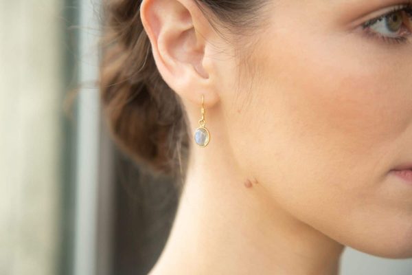 _66C7347 Nine Elms Earrings - Labradorite in Gold Vermeil