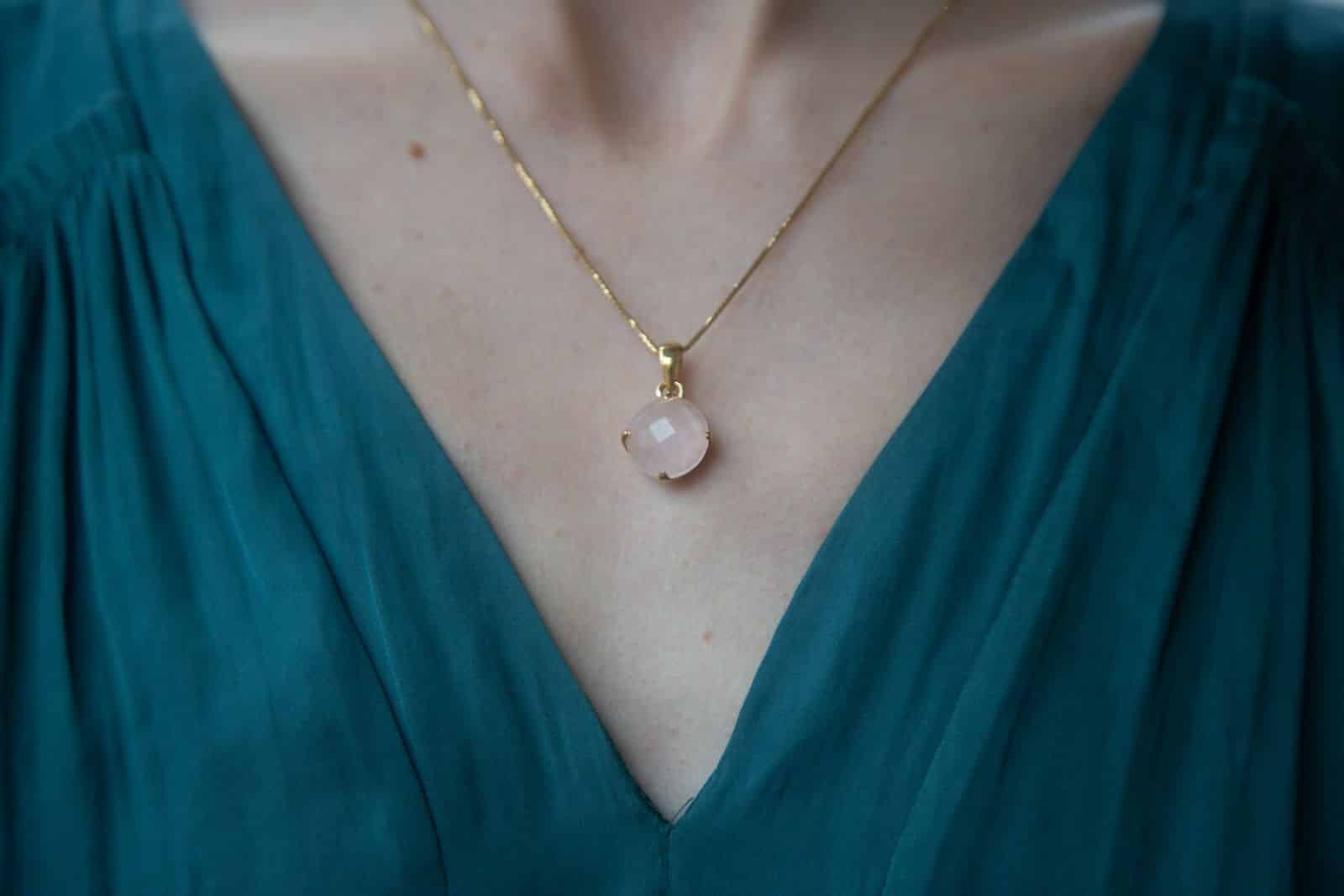 Vermeil Rose Quartz Necklace Set - 18ct 