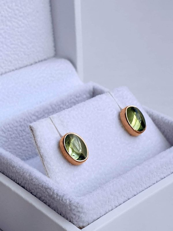 peridot studs rose gold Bermondsey Street Studs - Peridot in Rose Gold Vermeil