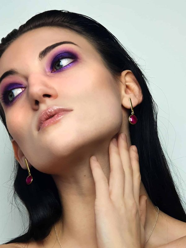 Primrose Hill Earrings with Ruby Quartz Gold Primrose Hill Earrings with Ruby Quartz in Gold Vermeil