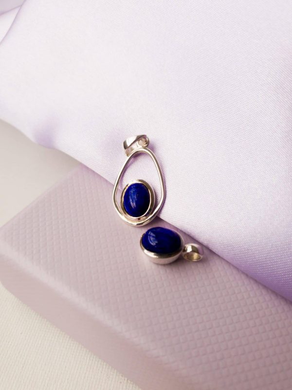 LRM_20200402_172344 Canada Square Necklace Set with Lapis Lazuli in Silver