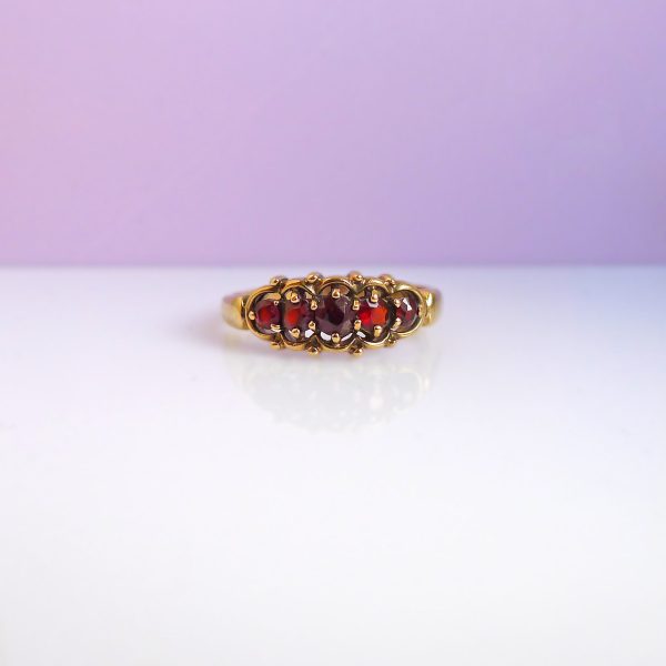 Garnet Openwork Ring 9ct Garnet 5-Stone Ring with Openwork Detail