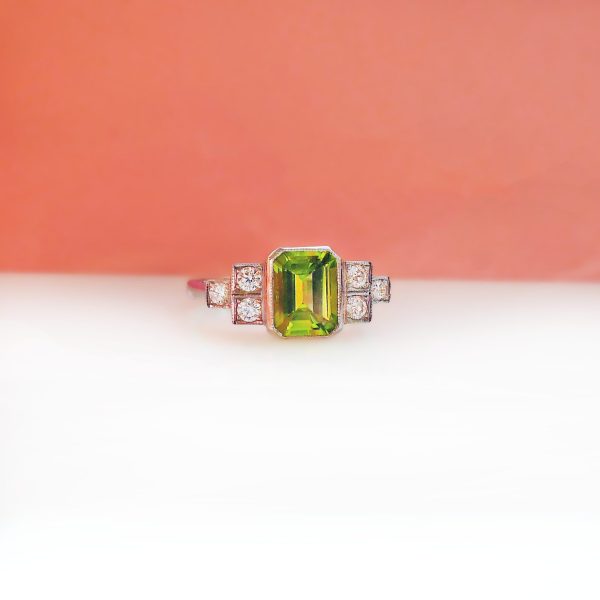 Peridot Platinum 3 Platinum Peridot & Diamond Dress Ring