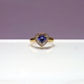 Iolite Purple Heart Ring 9ct Iolite & Diamond Heart Halo Ring