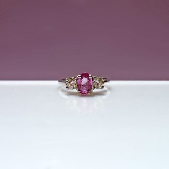 Pink Sapphire Ring 18ct White Gold Pink Sapphire and Diamond Ring