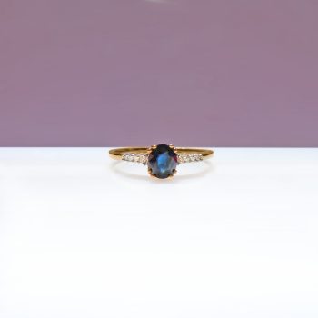 Sapphire DIamond RIng 9ct Oval Sapphire and Diamond Ring