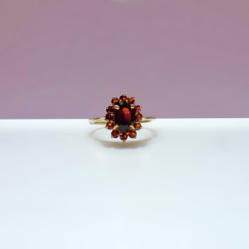 Garnet RIng 9ct Garnet Halo Ring